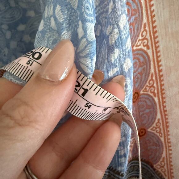 SUNDANCE Blue & pink 100% Silk Boho Mixed Print Chiffon Blouson Blouse Medium - Picture 8 of 9